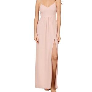 Park & Fifth Sz L Valdes Dress Maxi Gown Taupe Dusty Blush Bridesmaid Formal